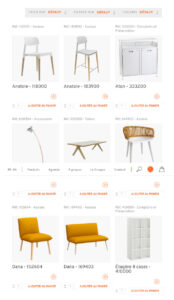 Selection of rental furniture